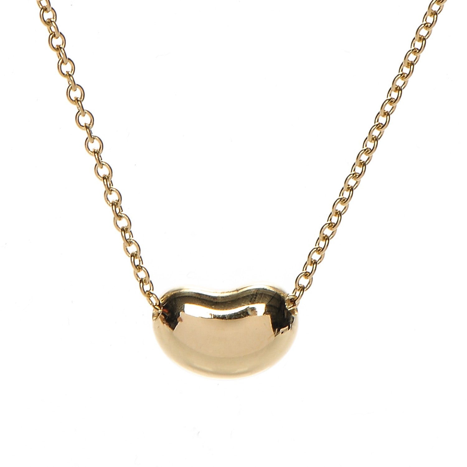 Tiffany 18K Yellow Gold 9mm Elsa Peretti Bean Pendant Necklace 4 of 6