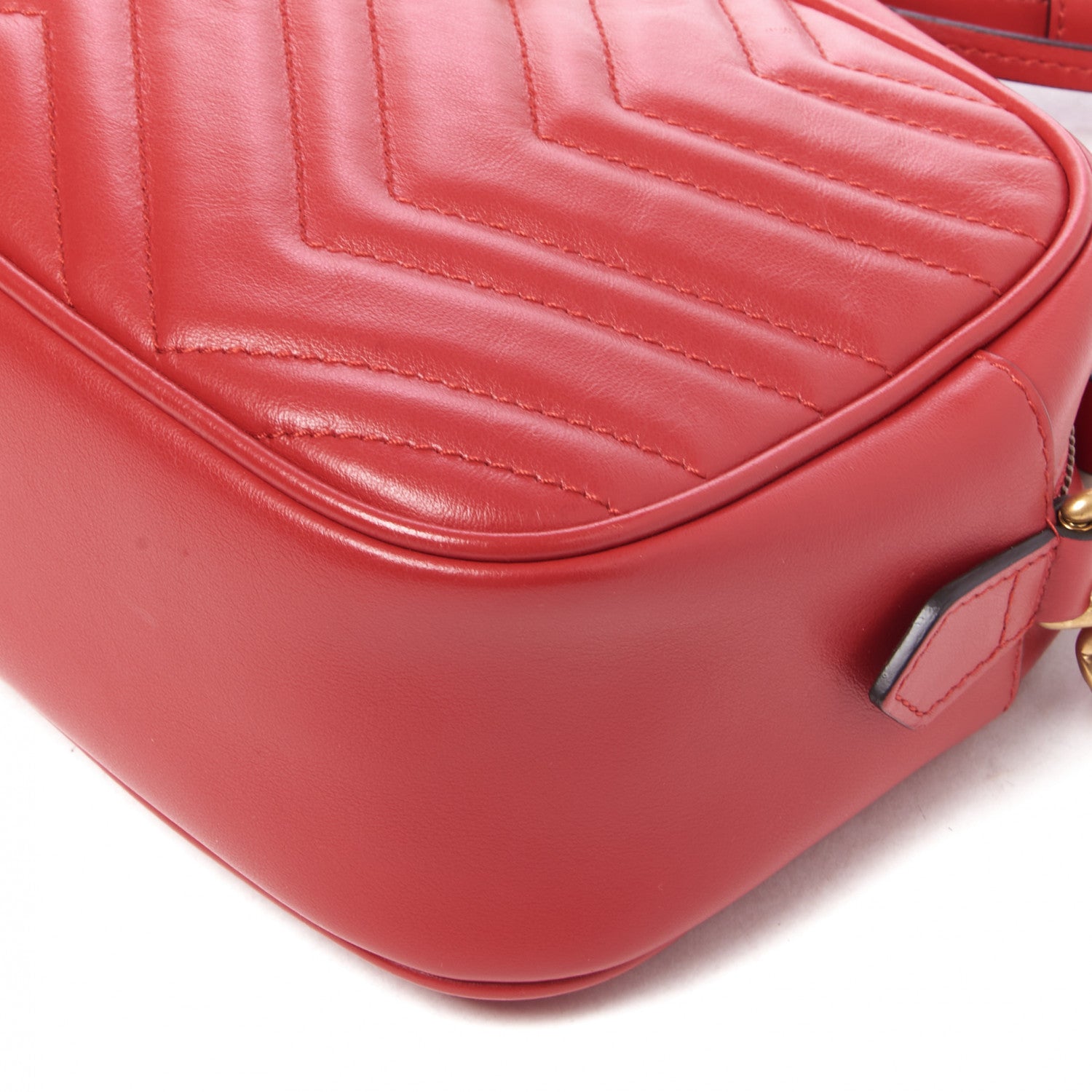 Gucci Calfskin Matelasse Small GG Marmont Chain Shoulder Bag Hibiscus Red 4 of 8