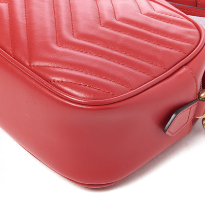 Gucci Calfskin Matelasse Small GG Marmont Chain Shoulder Bag Hibiscus Red 4 of 8