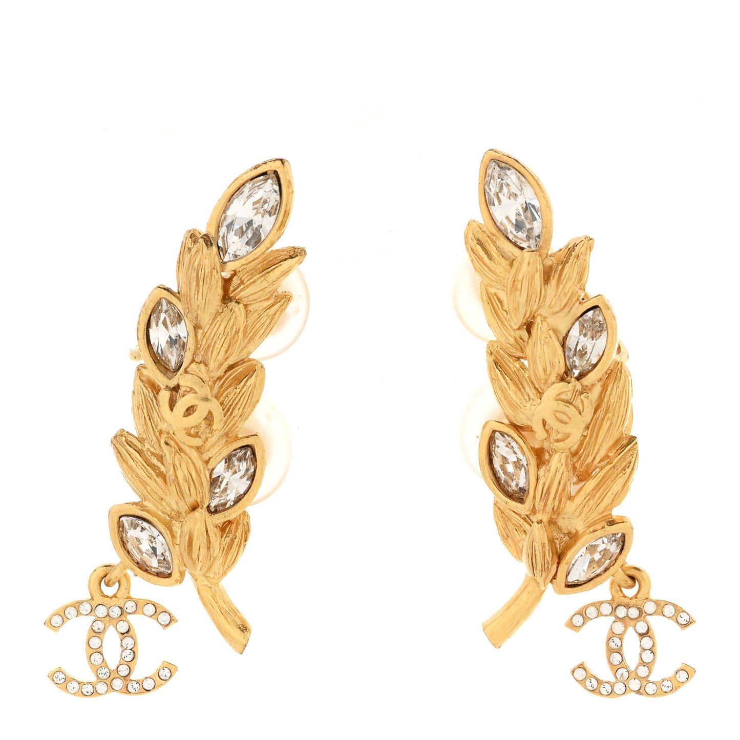 Crystal Sparkling Wheat CC Clip On Earrings Gold