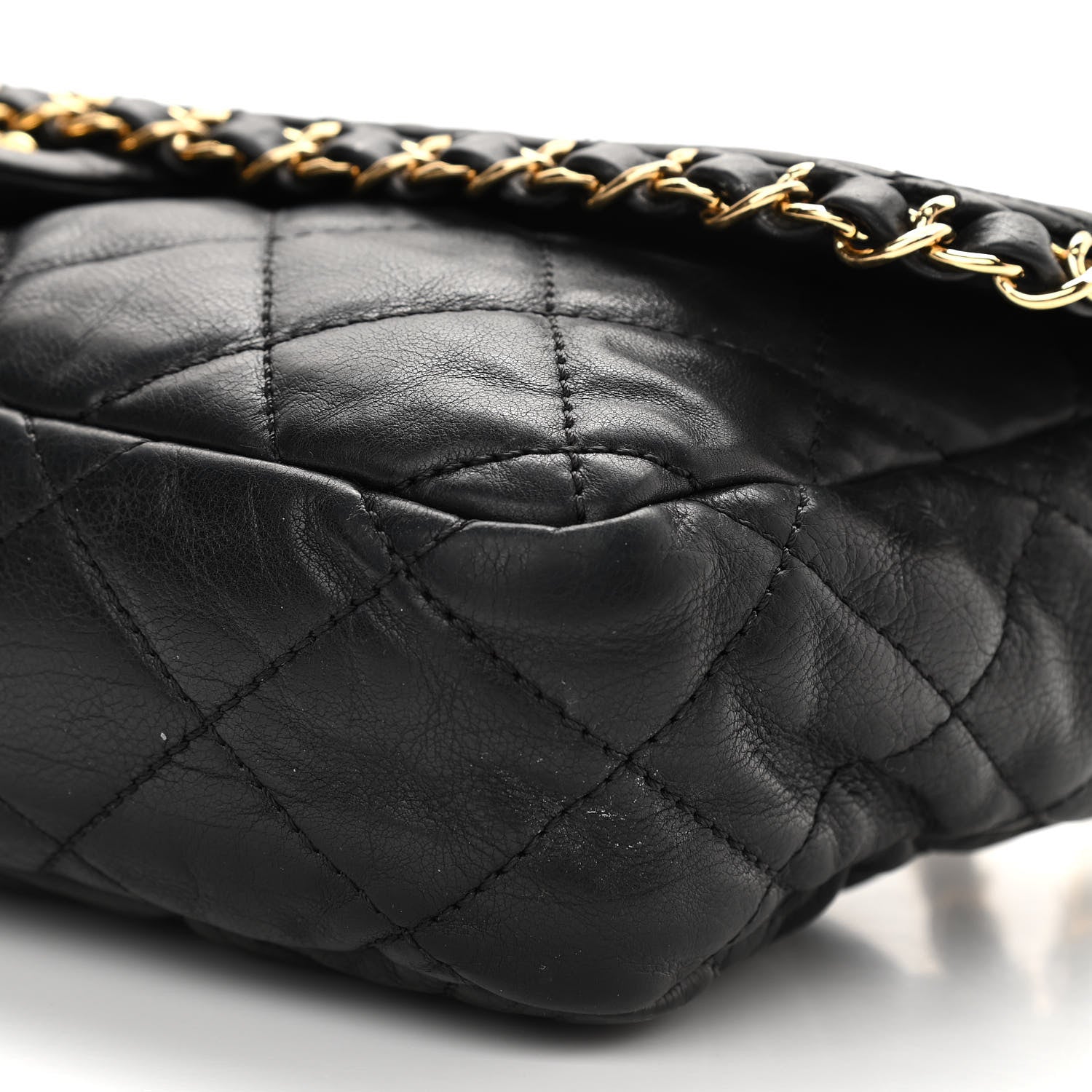 Chanel Crumpled Calfskin Quilted Large Chain All Over Flap Bag Black 9 of 11