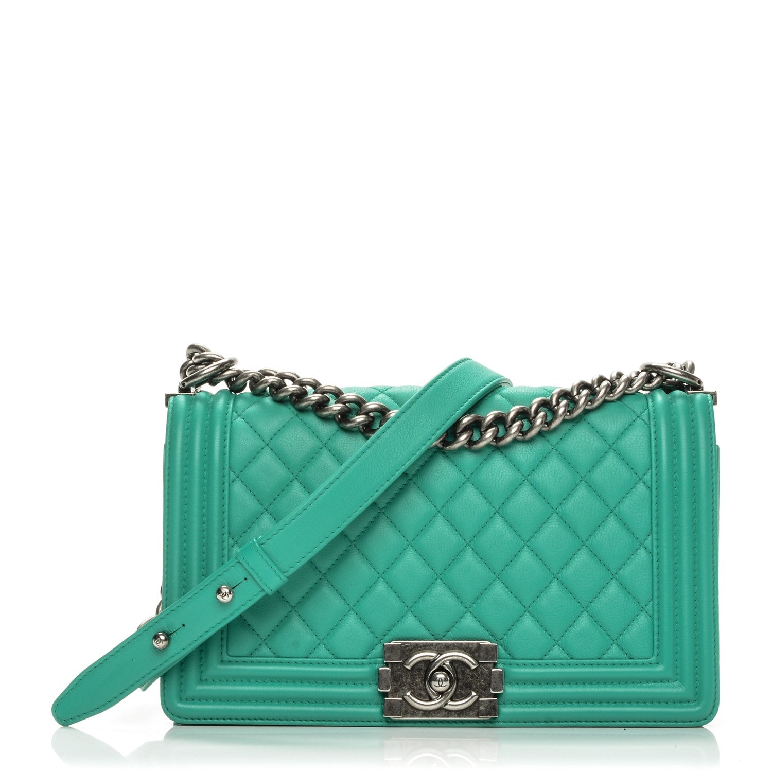Chanel Calfskin Quilted Medium Boy Flap Green 1 of 9