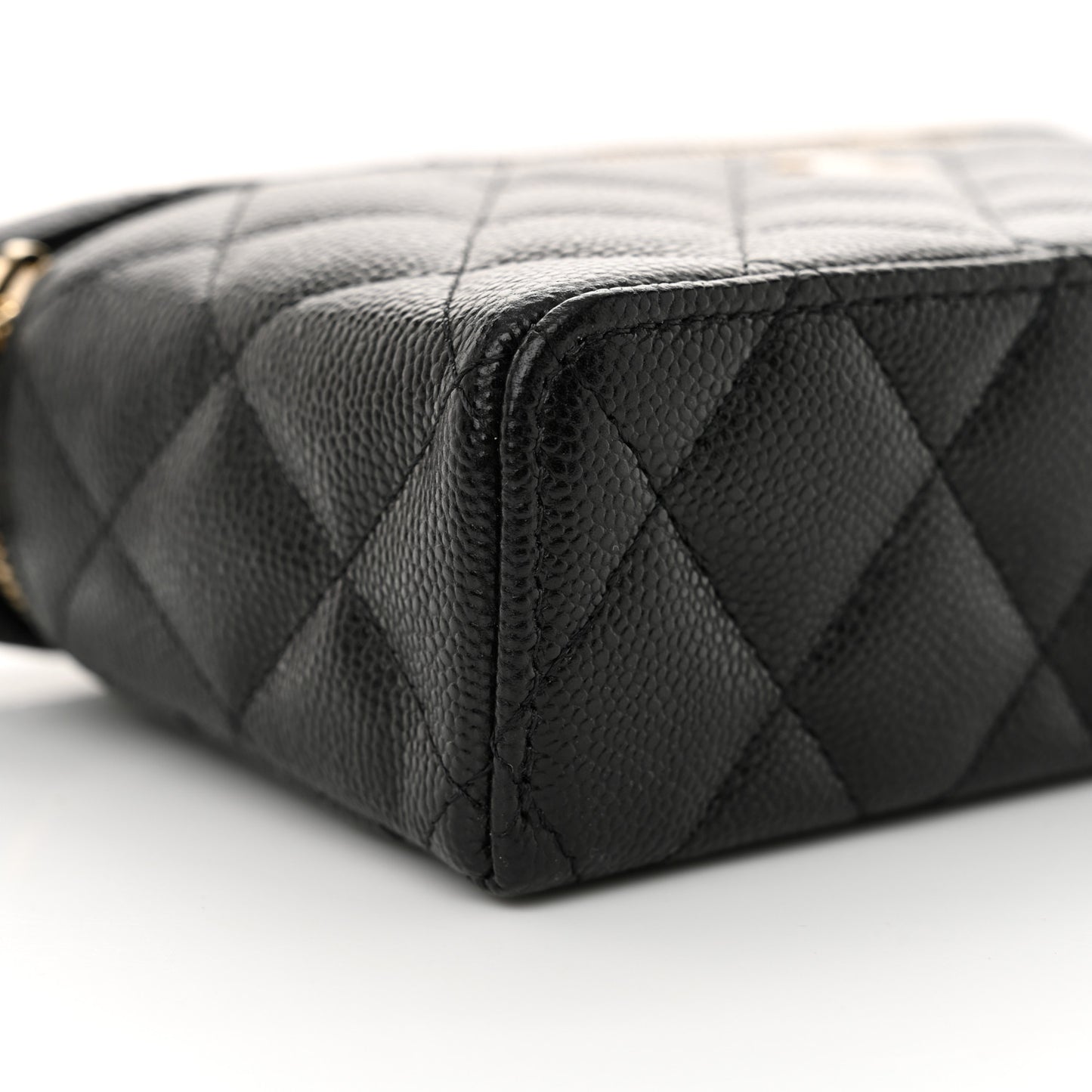 Caviar Quilted Top Handle Slim Vanity With Chain Black