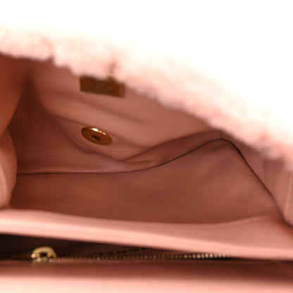 Chanel Shearling Lambskin Quilted Small Chain Top Handle Flap Pink 5 of 10