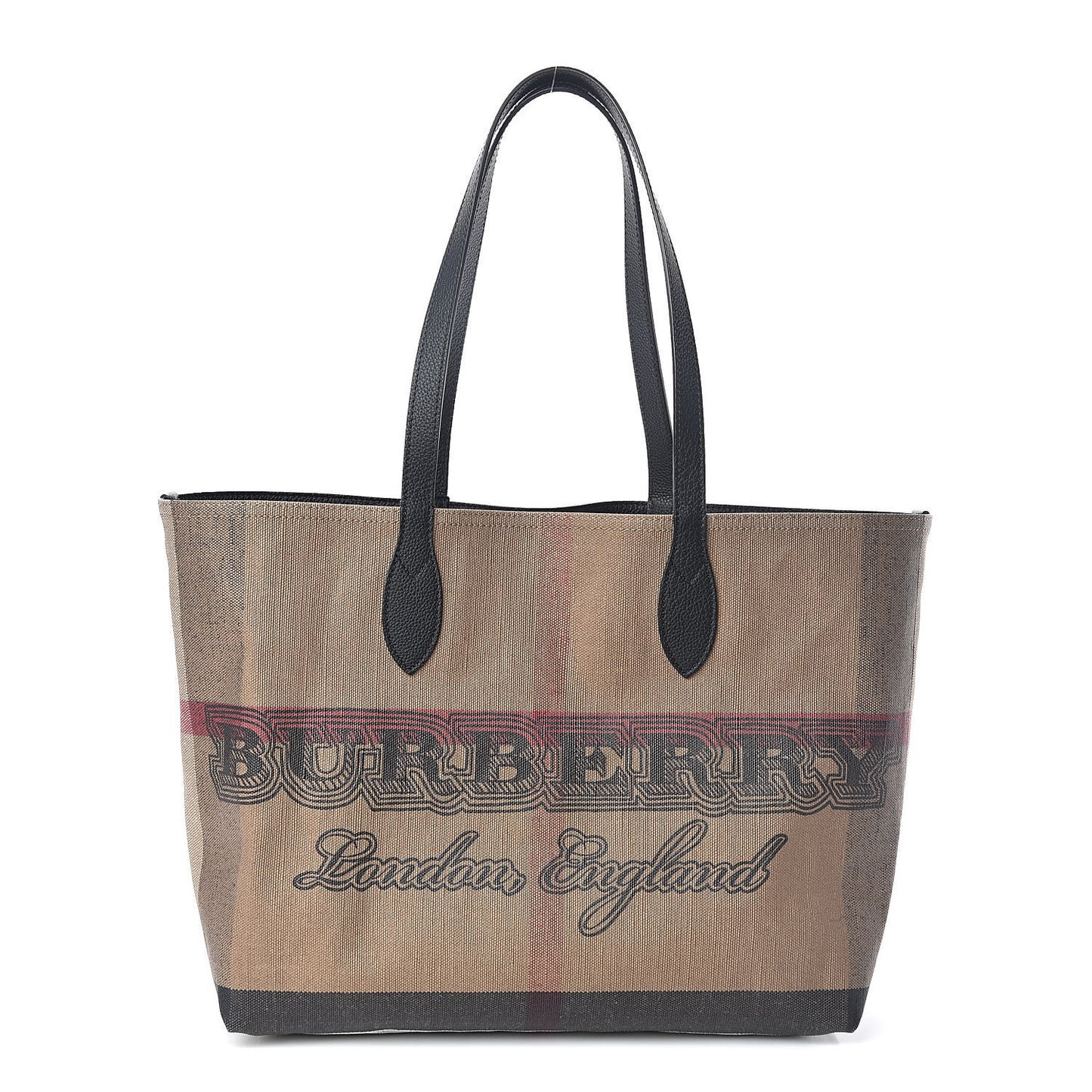 Coated Canvas Mega Check Medium Doodle Tote Black