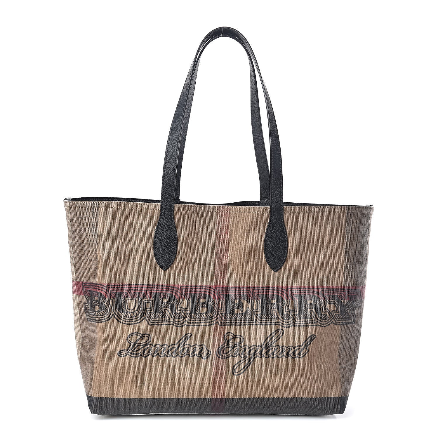 Burberry Coated Canvas Mega Check Medium Doodle Tote Black 1 of 8