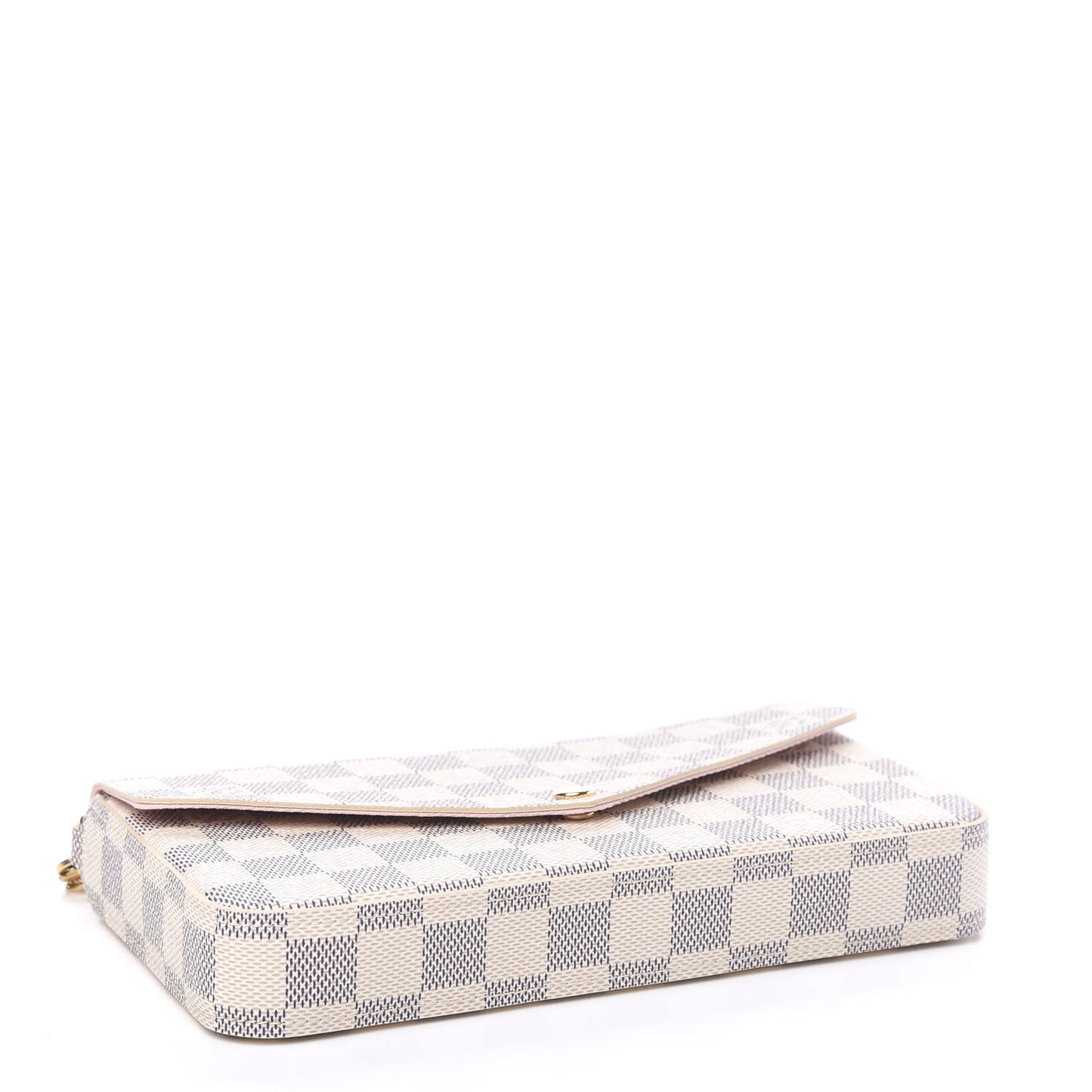 Damier Azur Pochette Felicie Chain Wallet Rose Ballerine