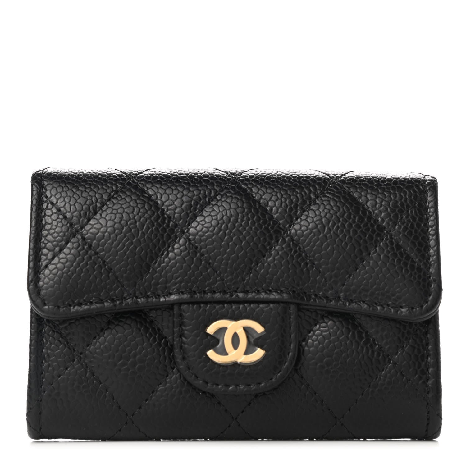 Chanel Caviar Quilted Flap Card Holder Wallet Black 1 of 9