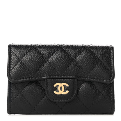Chanel Caviar Quilted Flap Card Holder Wallet Black 1 of 9