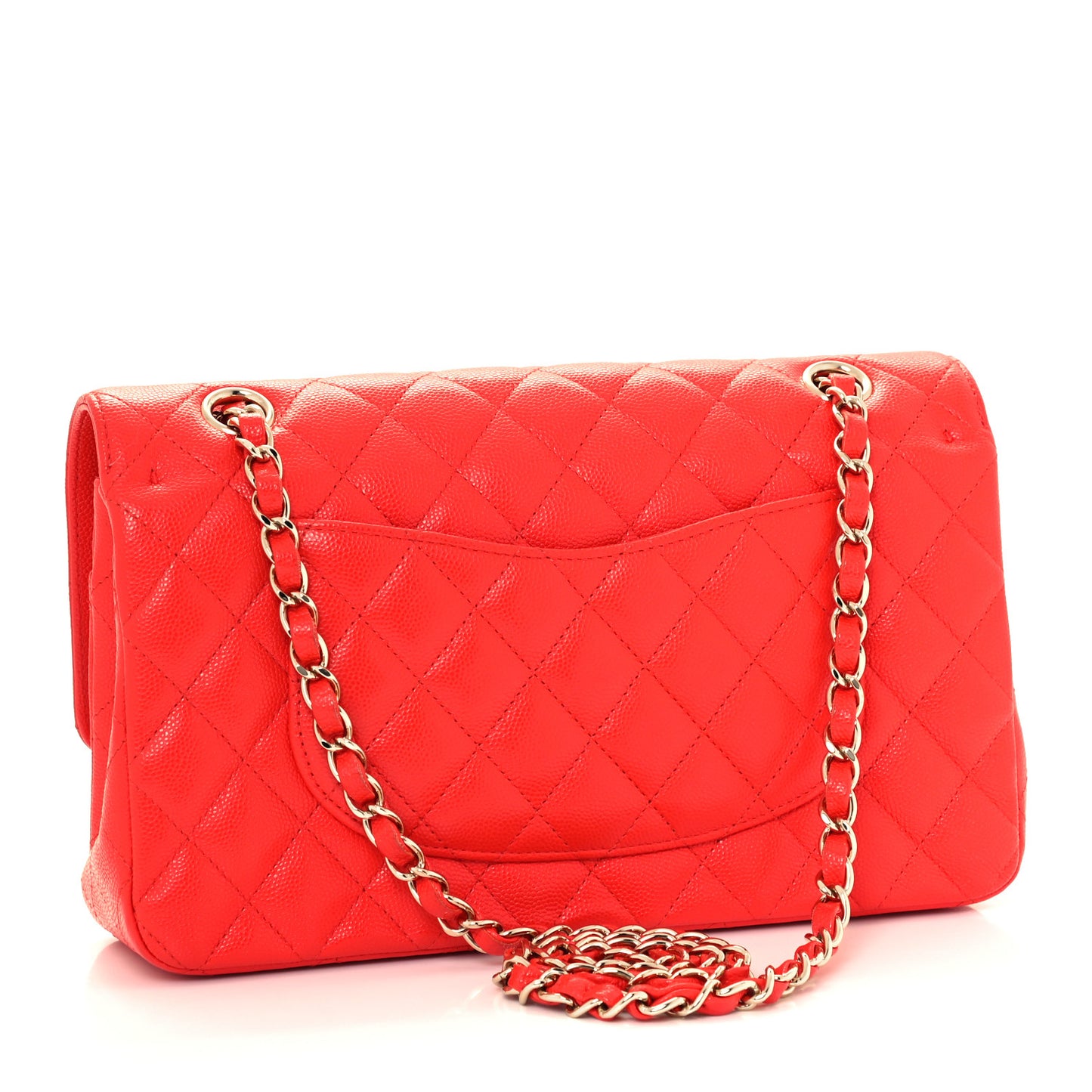 Caviar Quilted Medium Double Flap Red