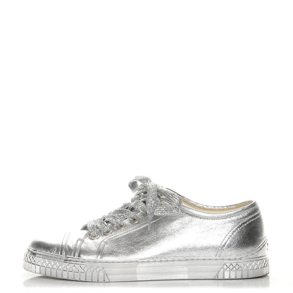Chanel Laminated Lambskin Sneakers 40 Silver 1 of 12