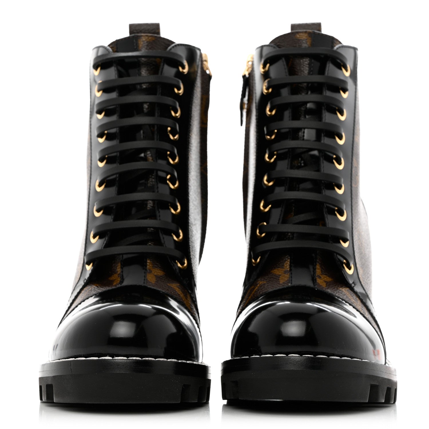 Louis Vuitton Patent Calfskin Monogram Star Trail Ankle Boots 38 Black 2 of 9