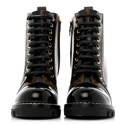 Louis Vuitton Patent Calfskin Monogram Star Trail Ankle Boots 38 Black 2 of 9