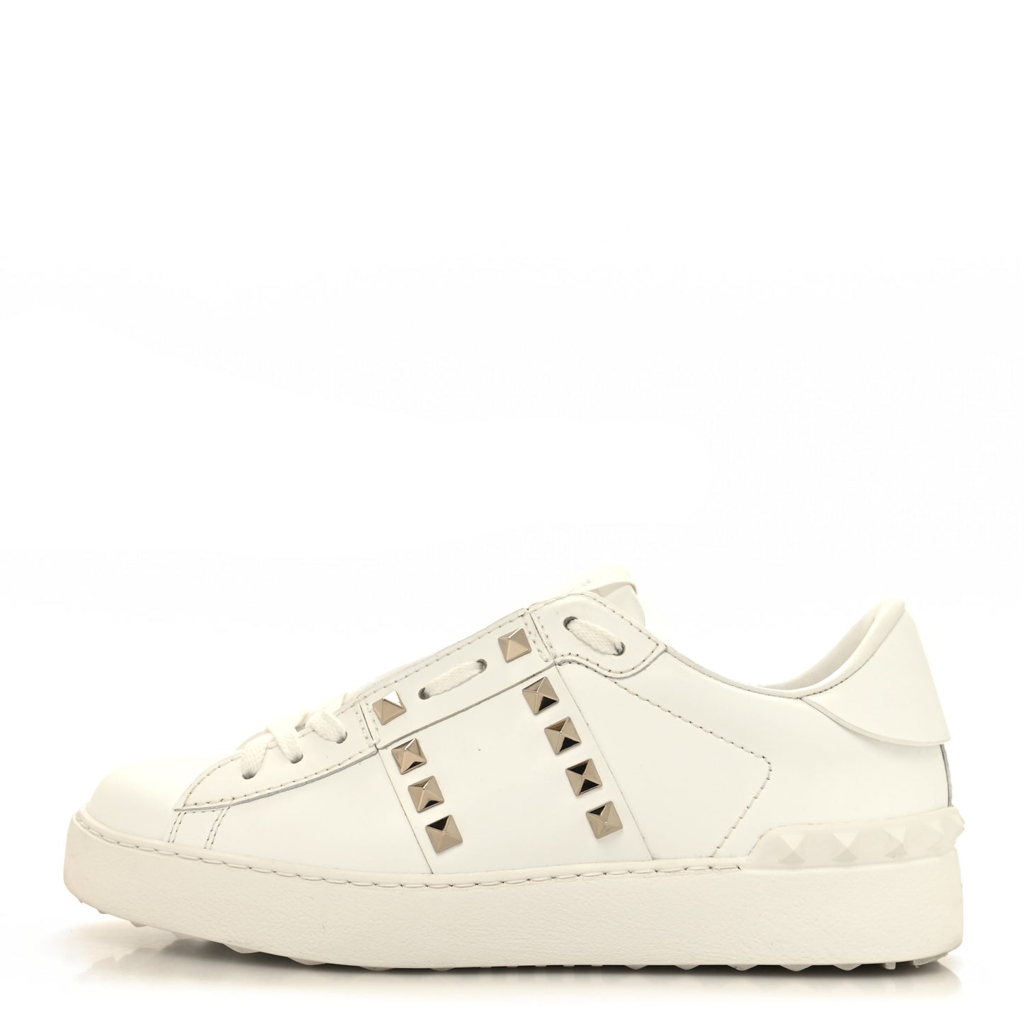 Calfskin Rockstud Untitled Open Sneakers 37.5 White