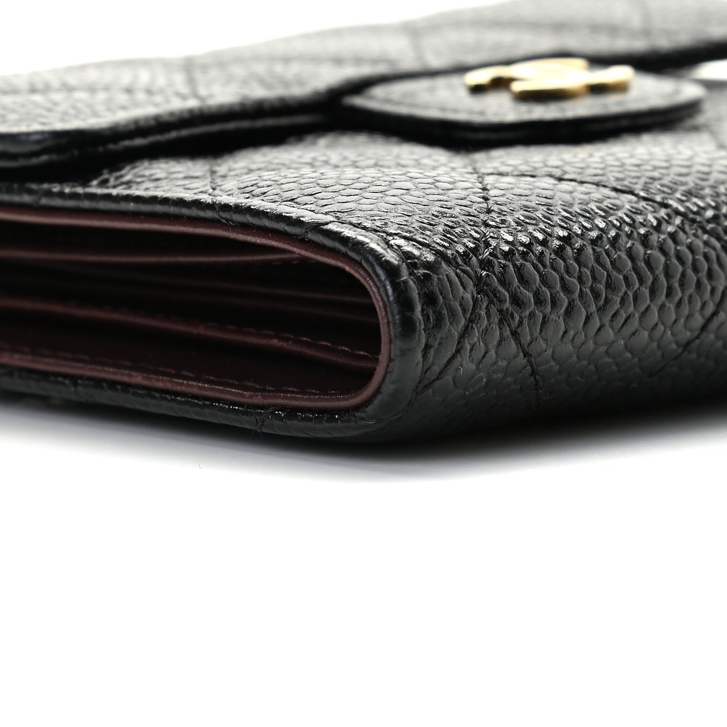 Caviar Quilted Compact Flap Wallet Black