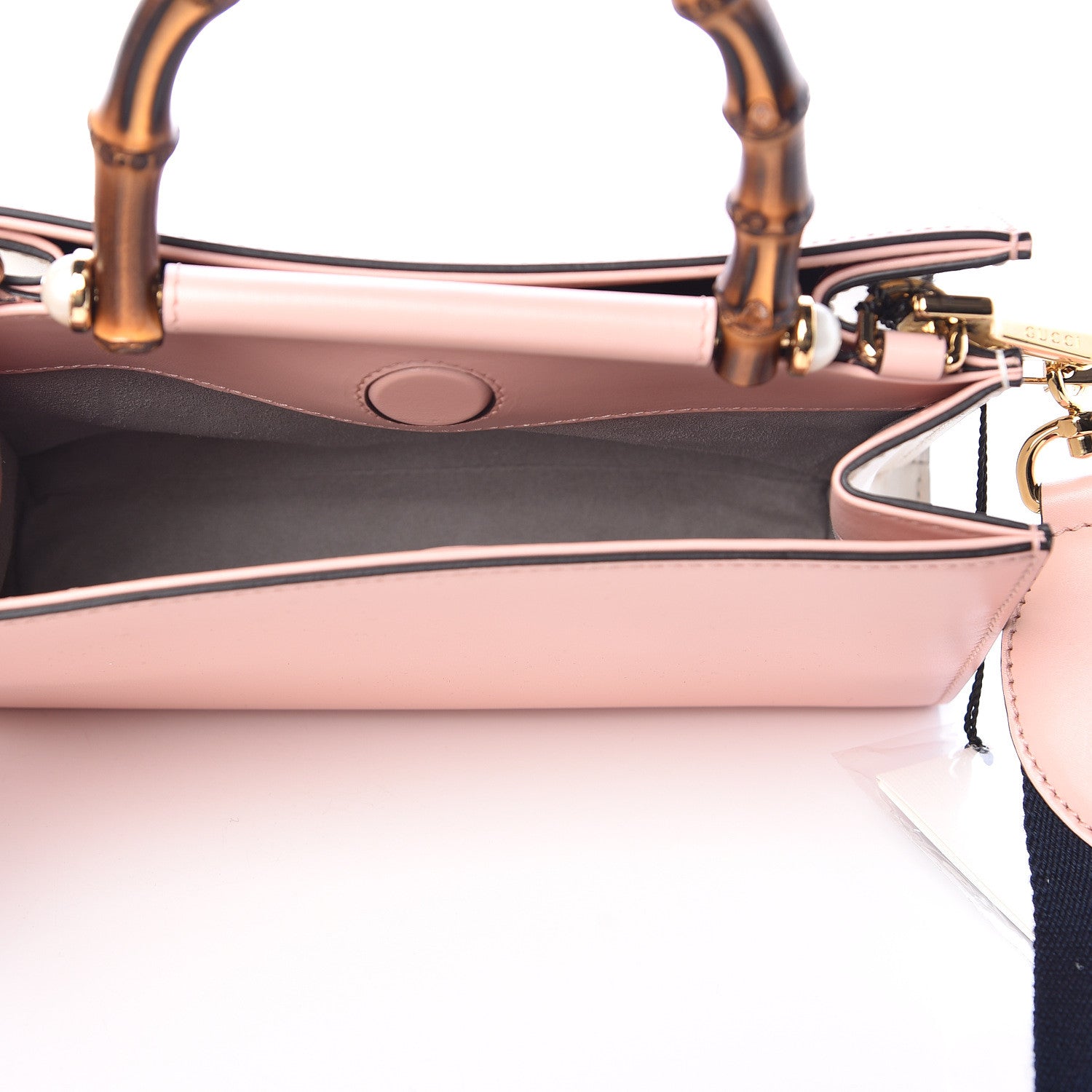 Gucci Nappa Bamboo Web Mini Nymphaea Top Handle Bag Perfect Pink Mystic White 6 of 10
