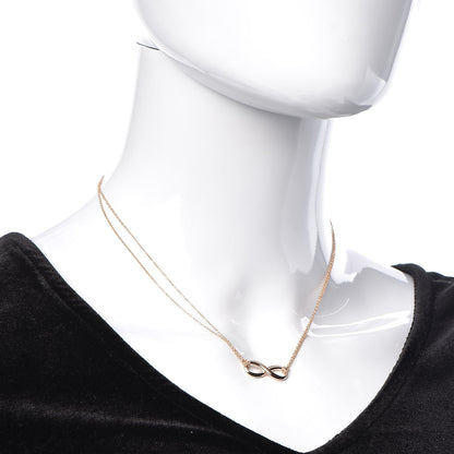 Tiffany 18K Rose Gold Infinity Double Chain Pendant Necklace 2 of 7