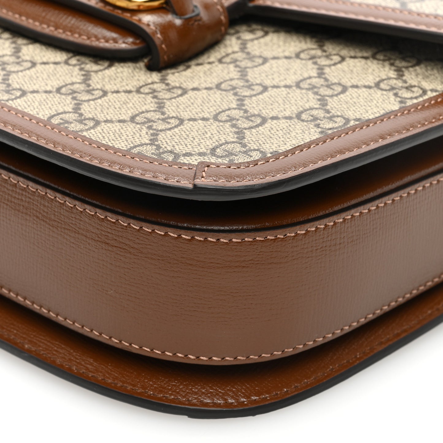 GG Supreme Monogram Horsebit 1955 Shoulder Bag Beige Brown Sugar