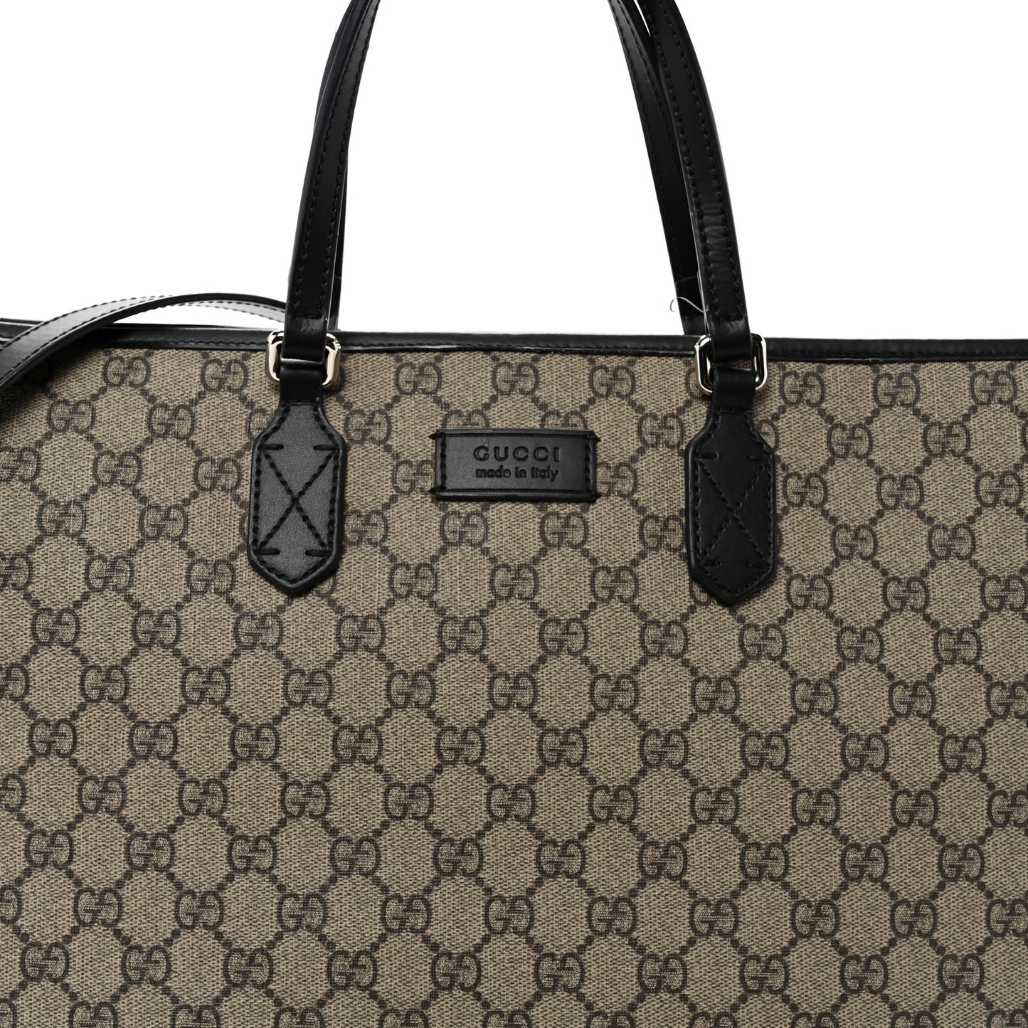 GG Supreme Monogram Medium Zippered Tote Black