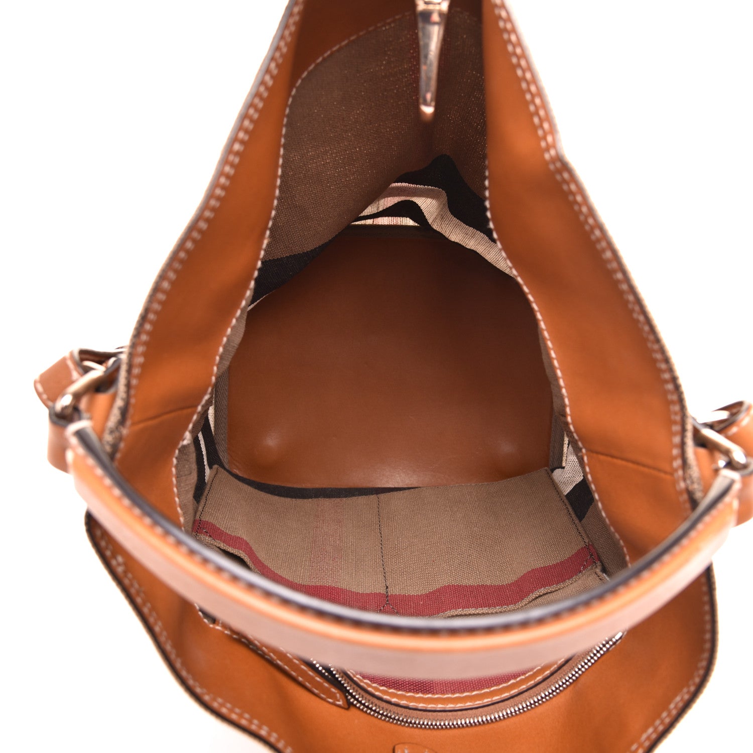 Burberry Canvas Mega Check Medium Ashby Hobo Saddle Brown 5 of 8