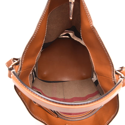 Burberry Canvas Mega Check Medium Ashby Hobo Saddle Brown 5 of 8