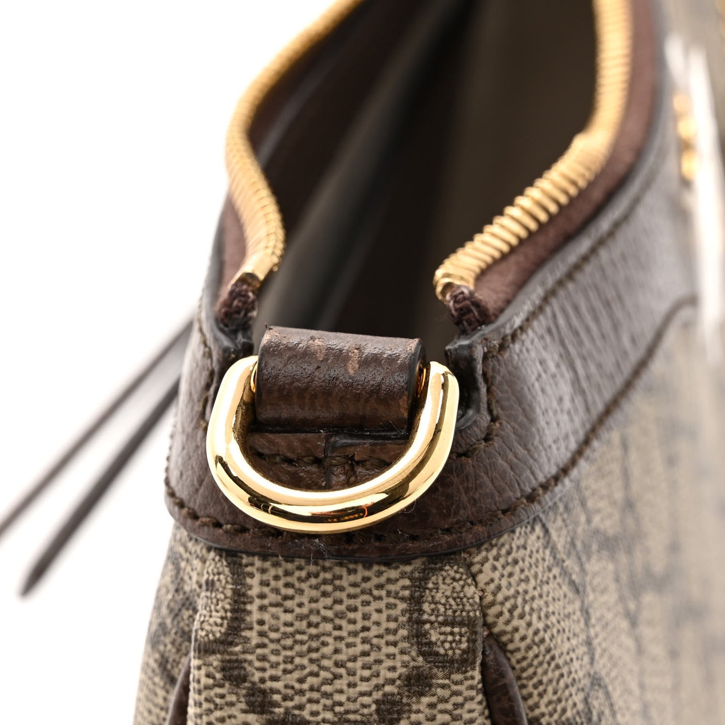 GG Supreme Monogram Textured Dollar Calfskin Web Small Ophidia GG Handbag Beige Ebony New Acero