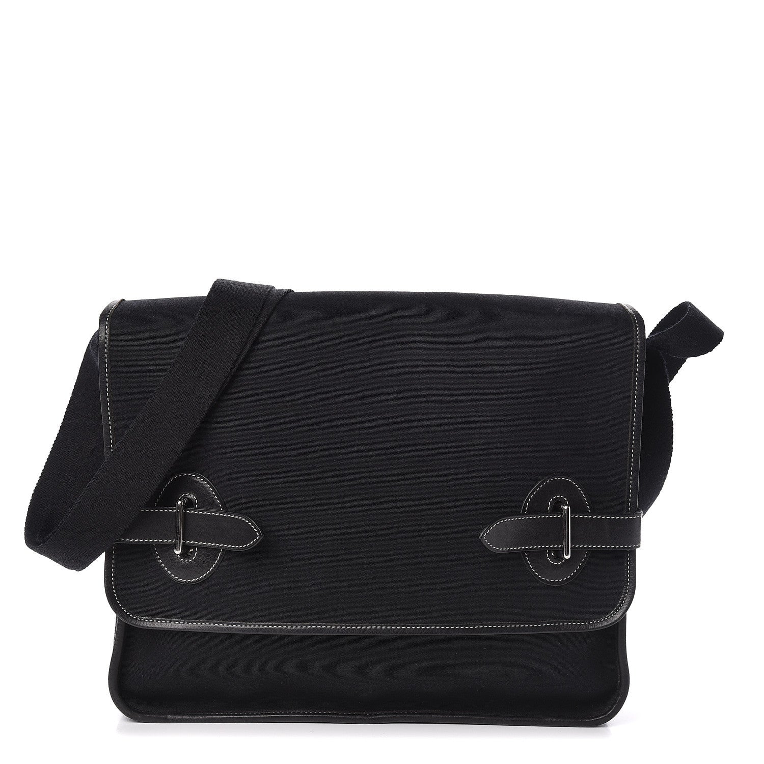 Hermes Toile Officier Buenaventura PM Messenger Black 1 of 10
