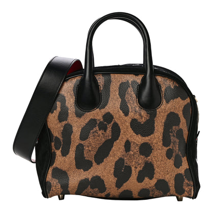 Christian Louboutin Suede Calfskin Leopard Print Small Marie Jane Top Handle Black 1 of 10