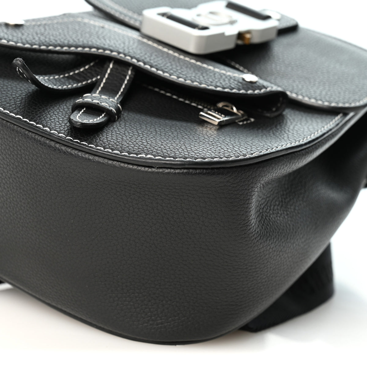 Grained Calfskin Mini Saddle Backpack  Black