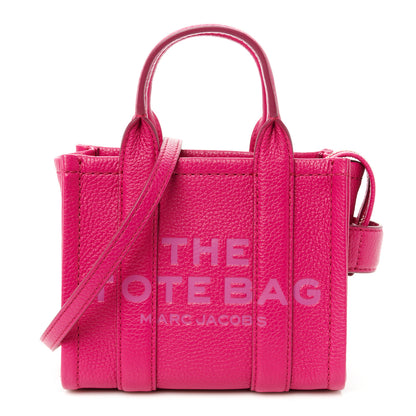 Marc Jacobs Grained Calfskin Mini The Tote Bag Lipstick Pink 1 of 10
