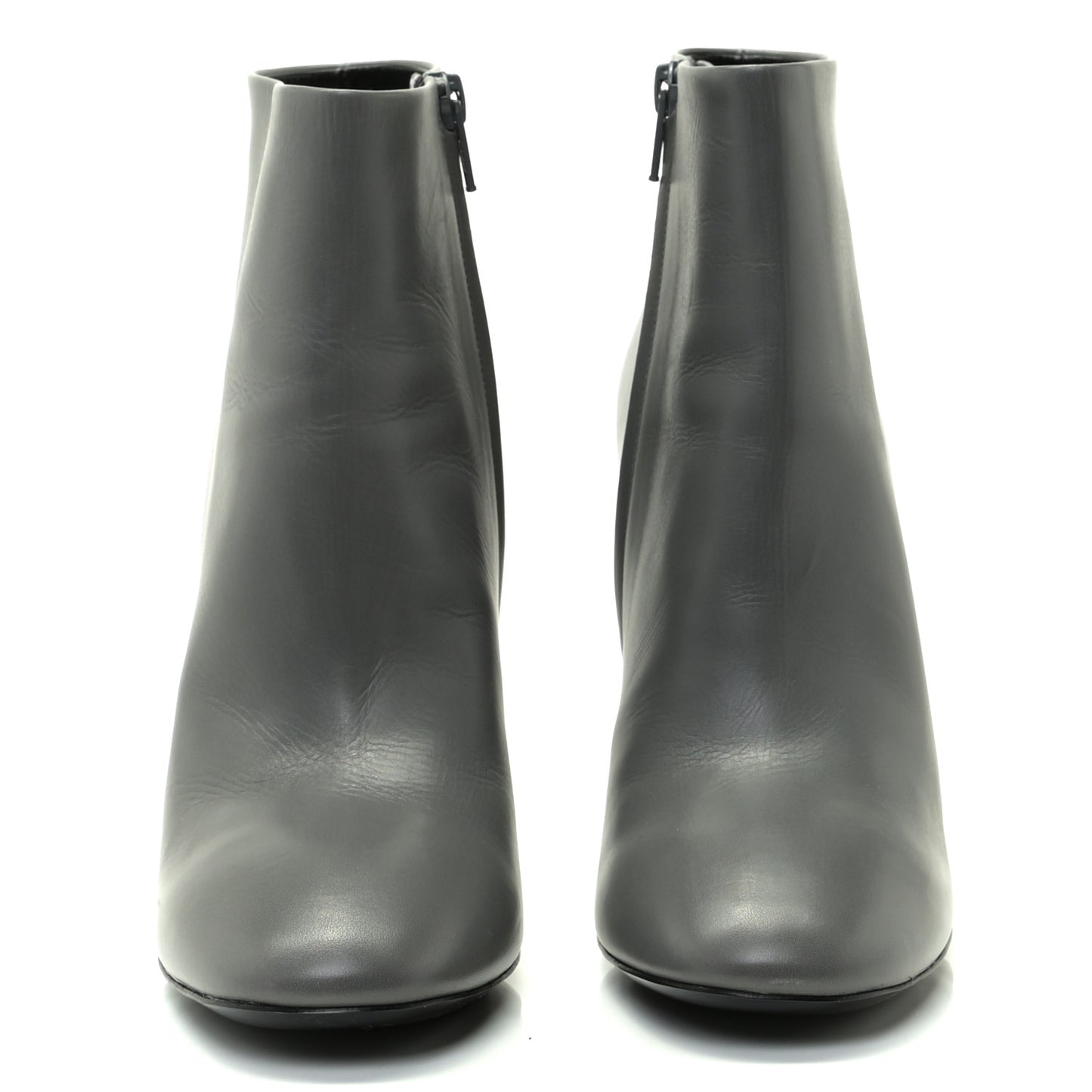 Calkfskin Round Toe Steel Transparent Heel 110mm Booties 39 Asphalte
