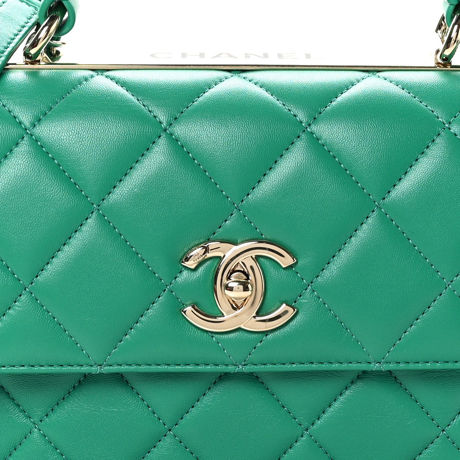 Chanel Lambskin Quilted Small Trendy CC Flap Dual Handle Bag Green 8 of 10