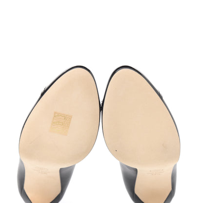 Chanel Lambskin Patent Calfskin Cap Toe CC Pumps 38.5 Black 6 of 10