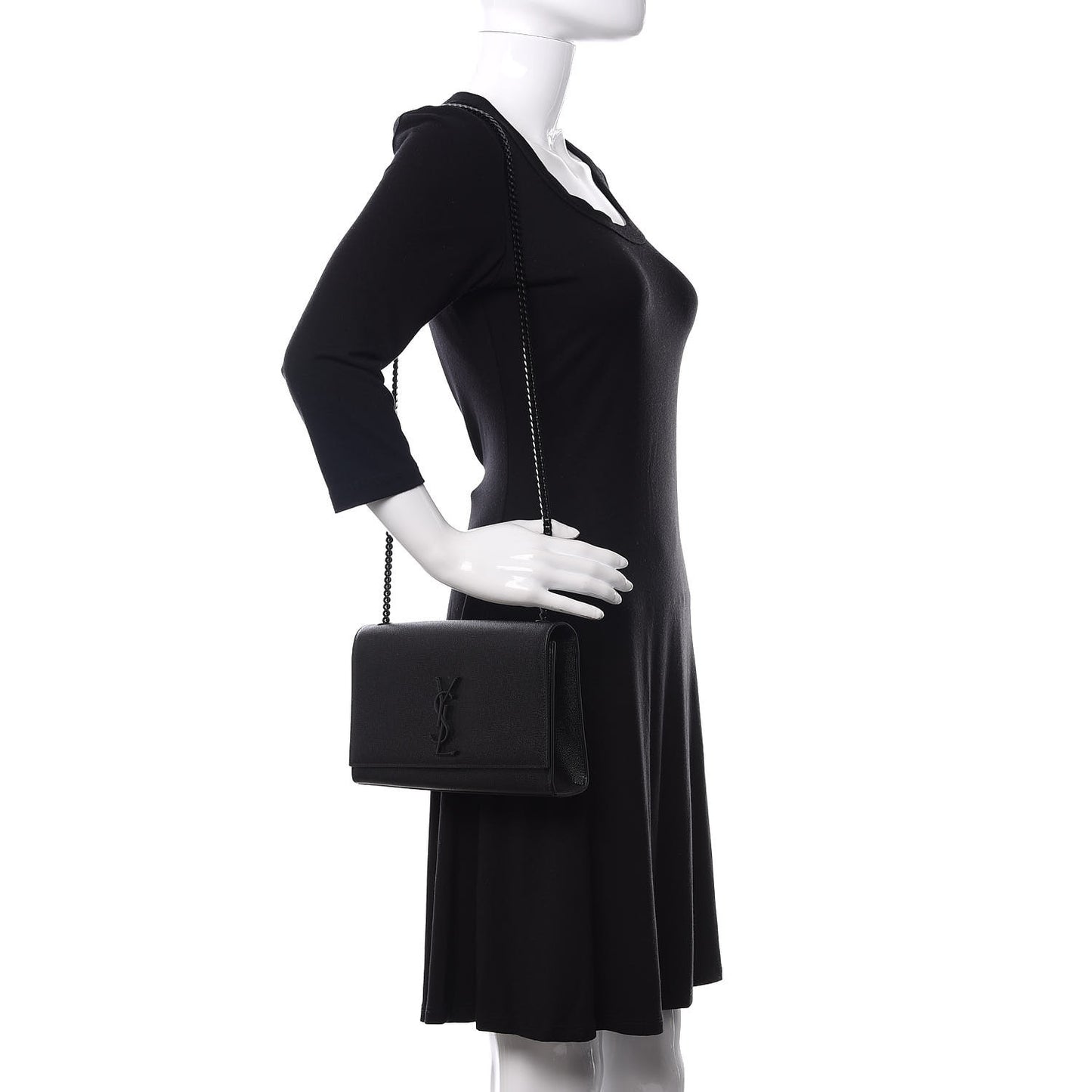 Grain De Poudre Medium Classic Monogram Kate Satchel Black