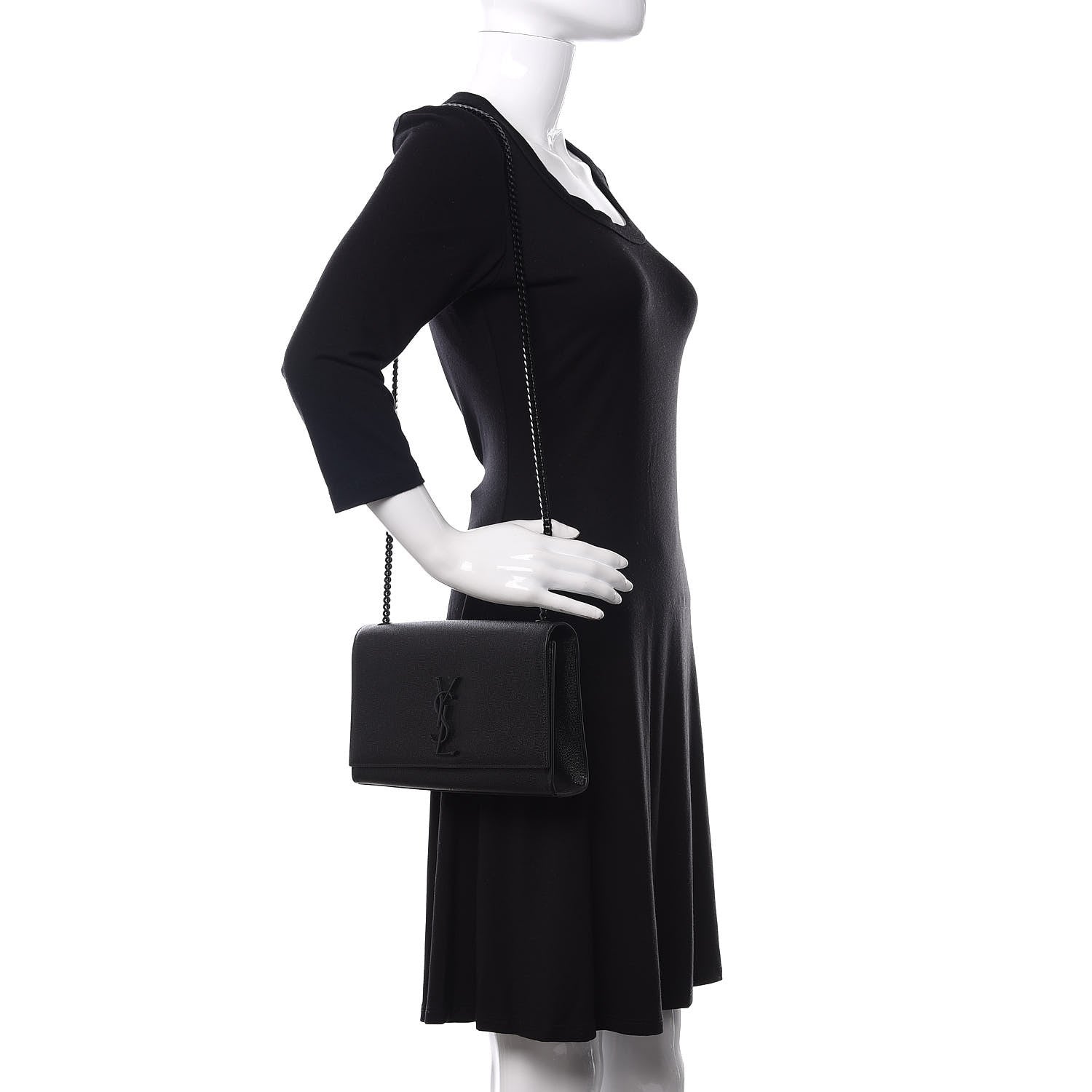 Saint Laurent Grain De Poudre Medium Classic Monogram Kate Satchel Black 2 of 10