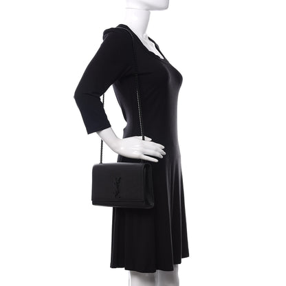 Saint Laurent Grain De Poudre Medium Classic Monogram Kate Satchel Black 2 of 10