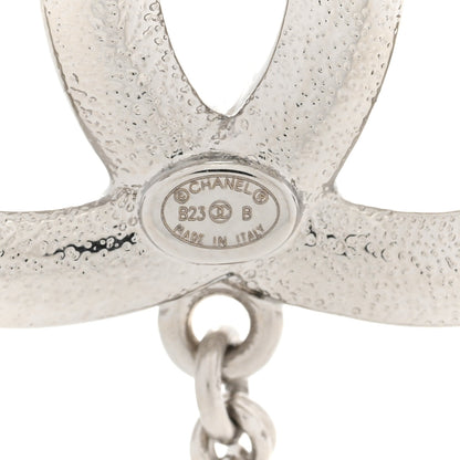 Chanel Diamente Pearl Multi Strand Chain CC Heart Brooch Silver Pearly White 4 of 4