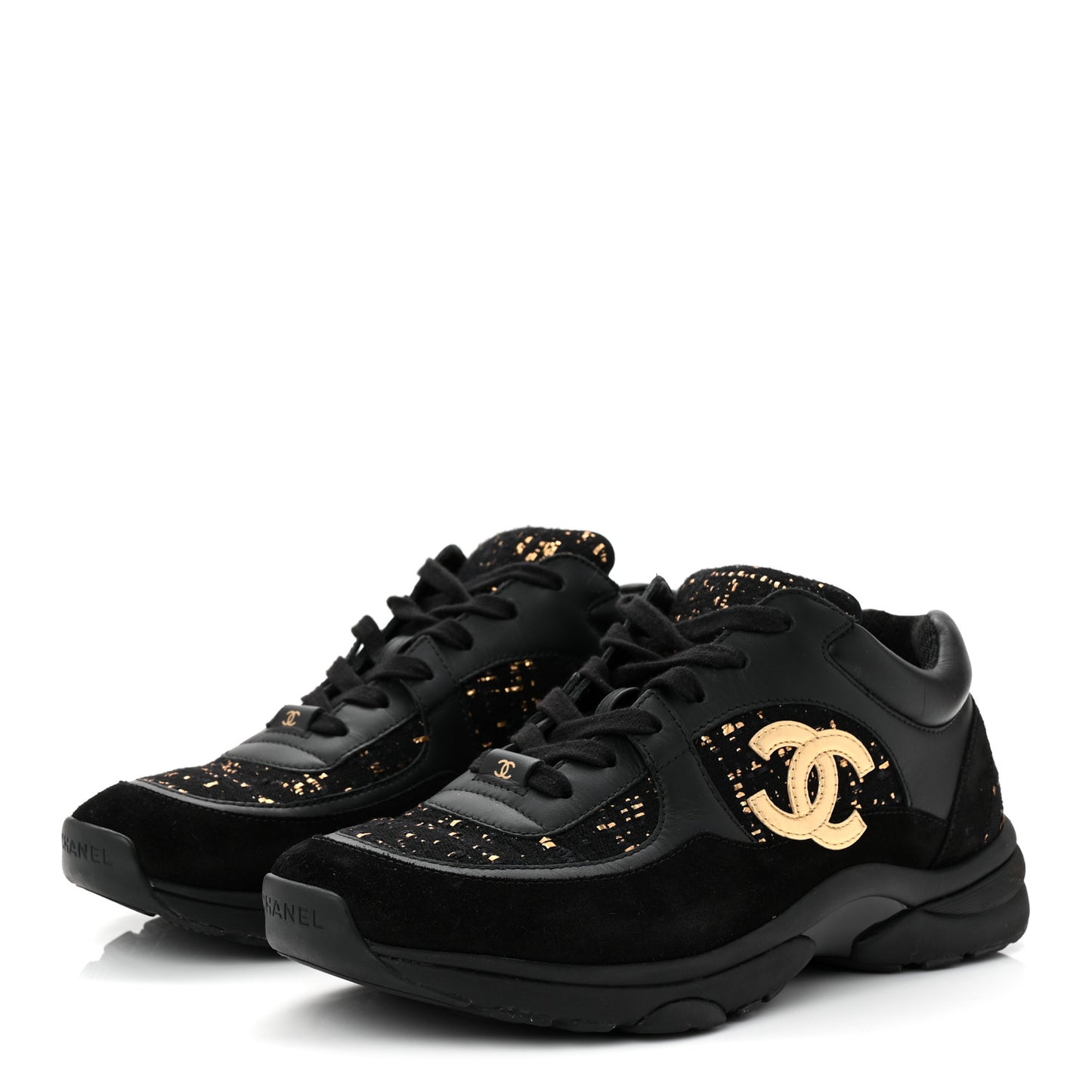Suede Tweed Mens CC Sneakers 42 Black Gold