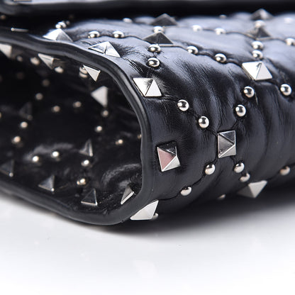Valentino Garavani Lambskin Beaded Rockstud Spike Wallet on Chain Black 8 of 11
