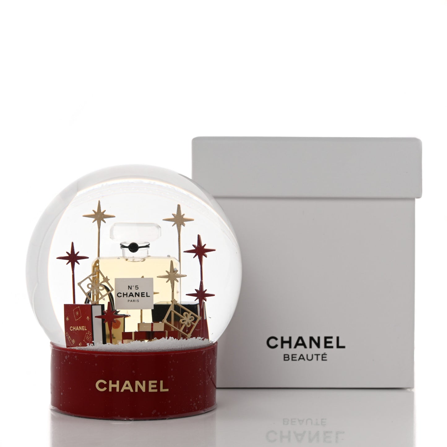 Glass N°5 Perfume Bottle Snow Globe Red