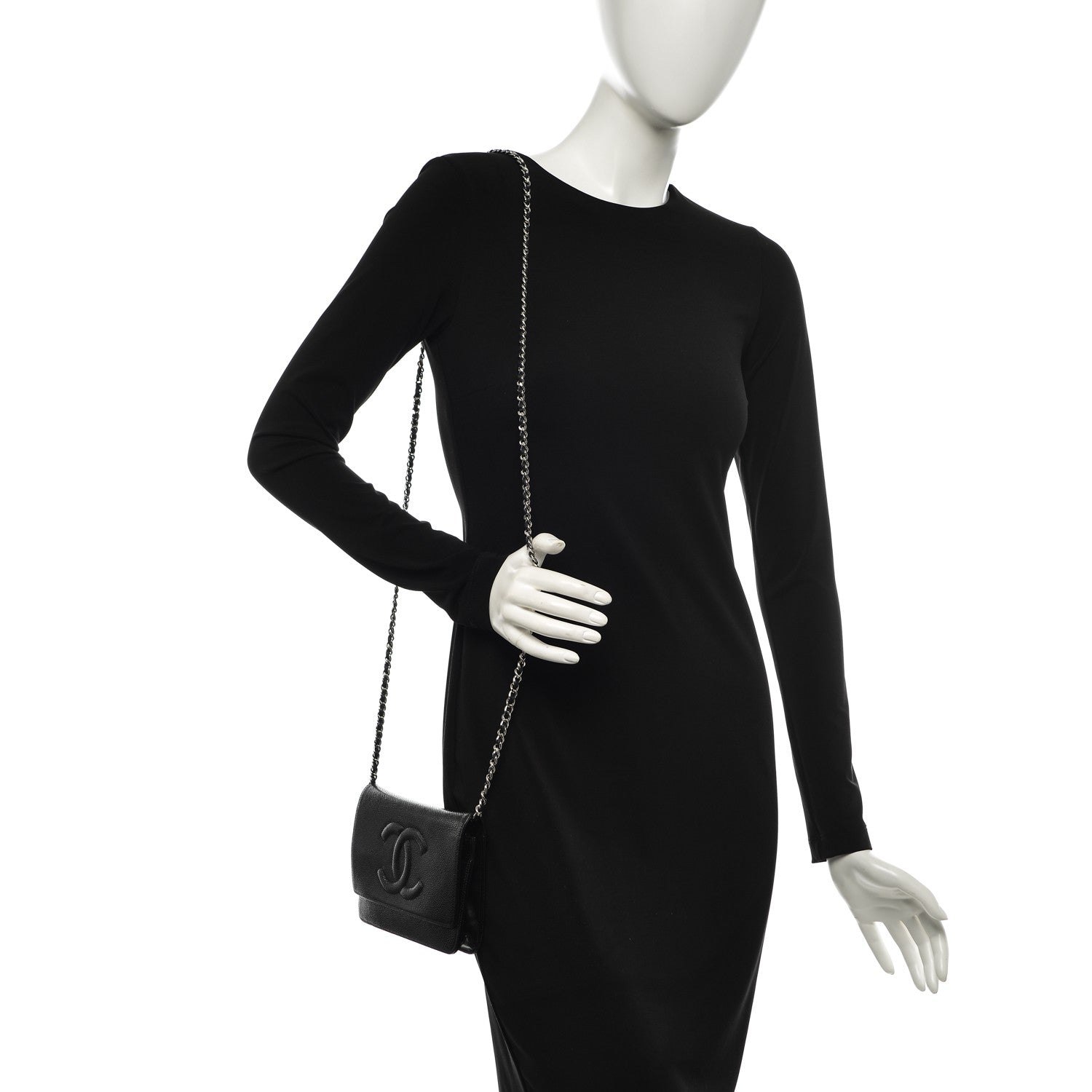 Chanel Caviar Timeless CC Wallet On Chain WOC Black 2 of 8