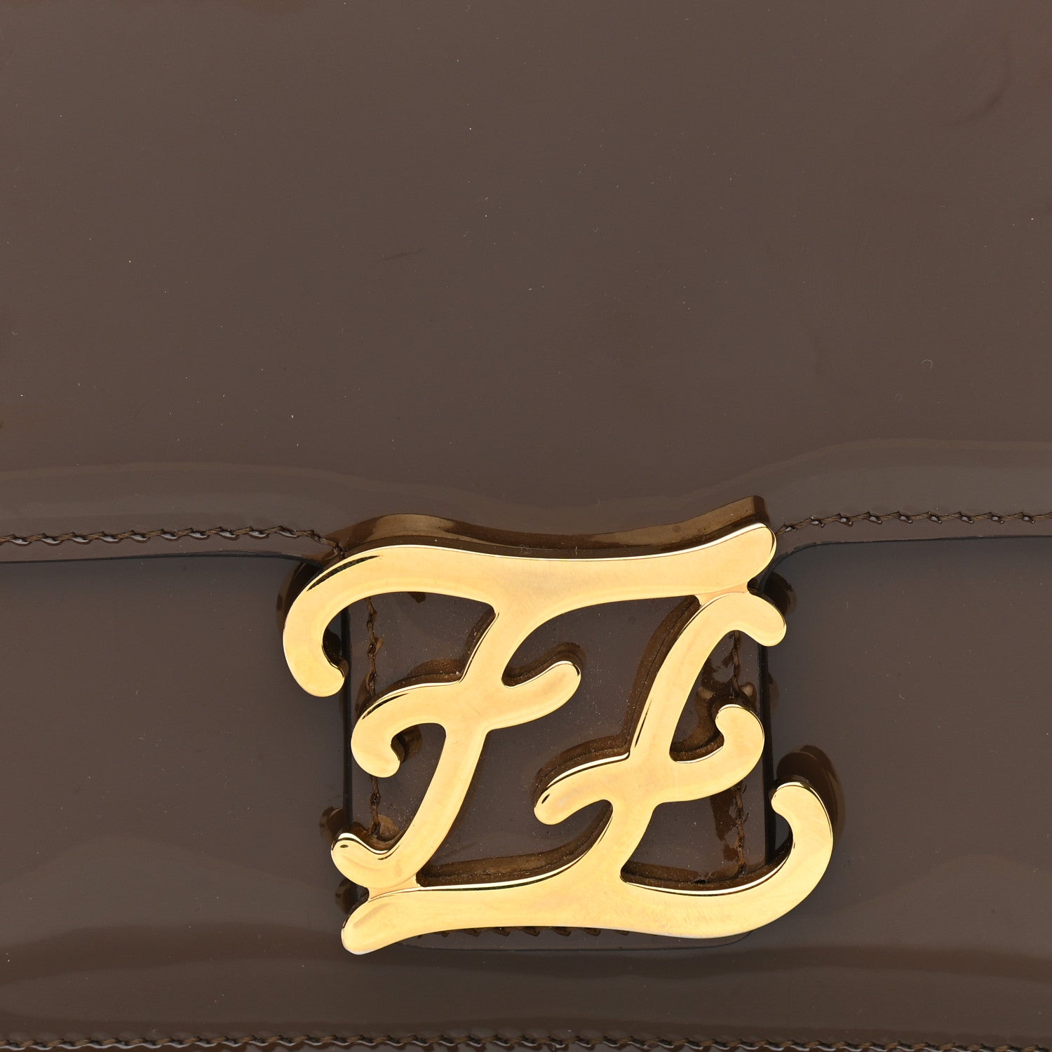Fendi Vitello Vernice Mou Karligraphy Crossbody Bag Ebano 8 of 13