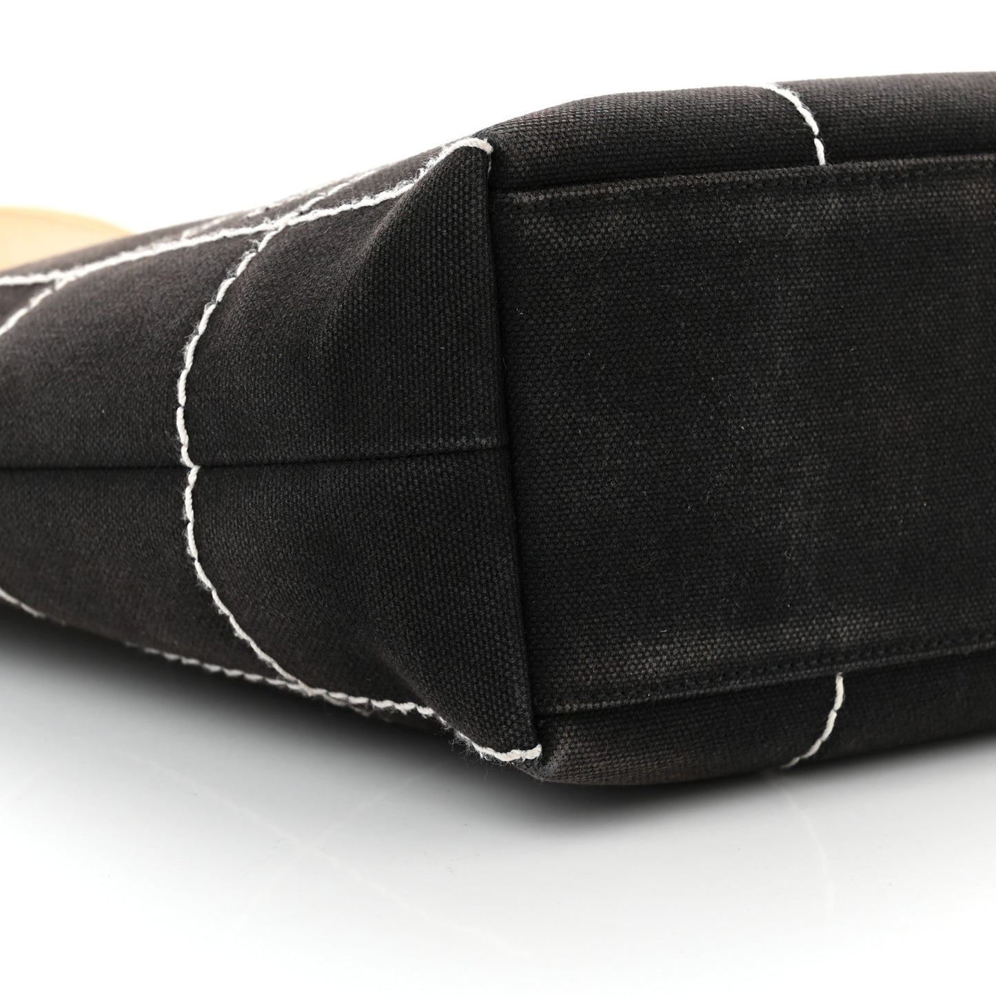 Canvas Square Stitched CC Small Tote Bag Black