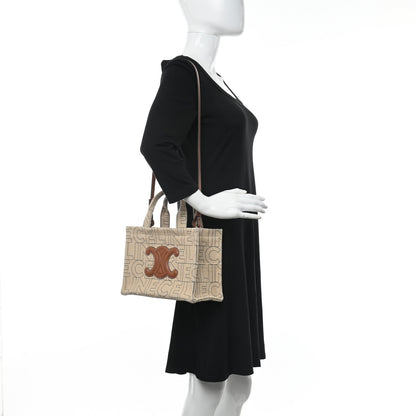 Celine Canvas Calfskin All Over Print Small Cabas Thais Natural Tan 2 of 10