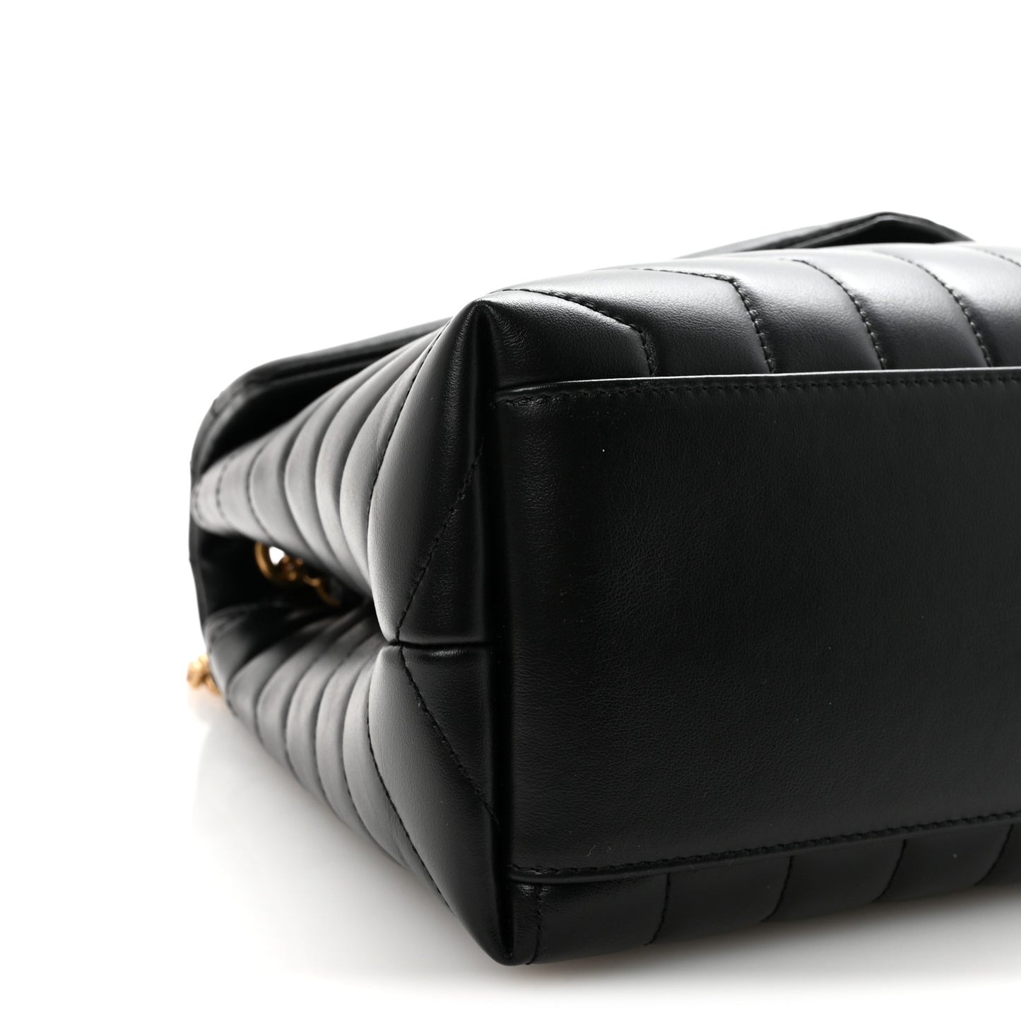 Calfskin Y Quilted Monogram Medium Loulou Chain Satchel Black