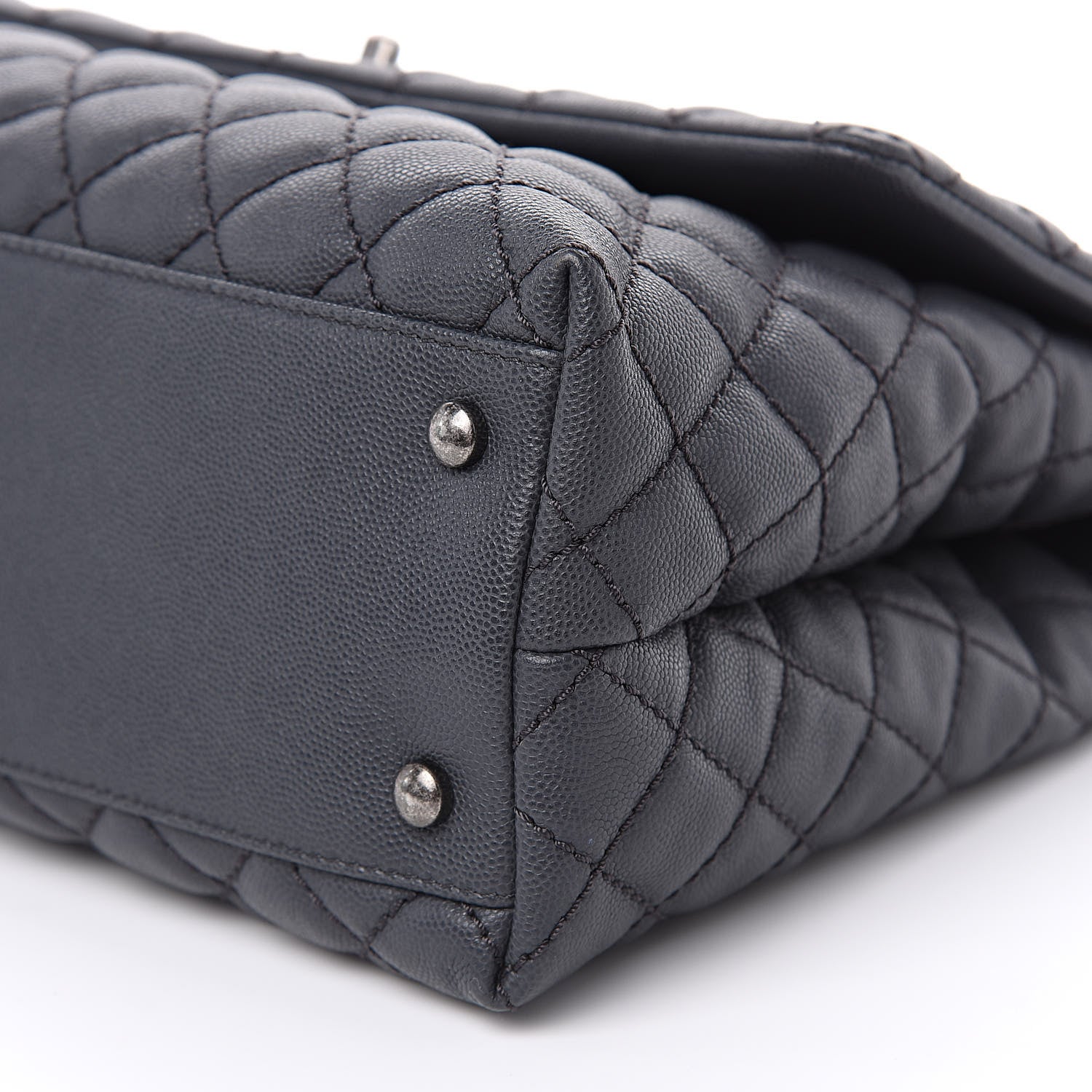 Chanel Caviar Lizard Quilted Medium Coco Handle Flap Grey 9 of 11