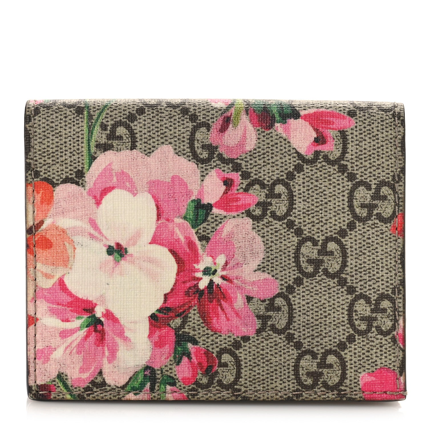 Gucci GG Supreme Monogram Blooms Card Case Beige Multicolor Dry Rose 1 of 8