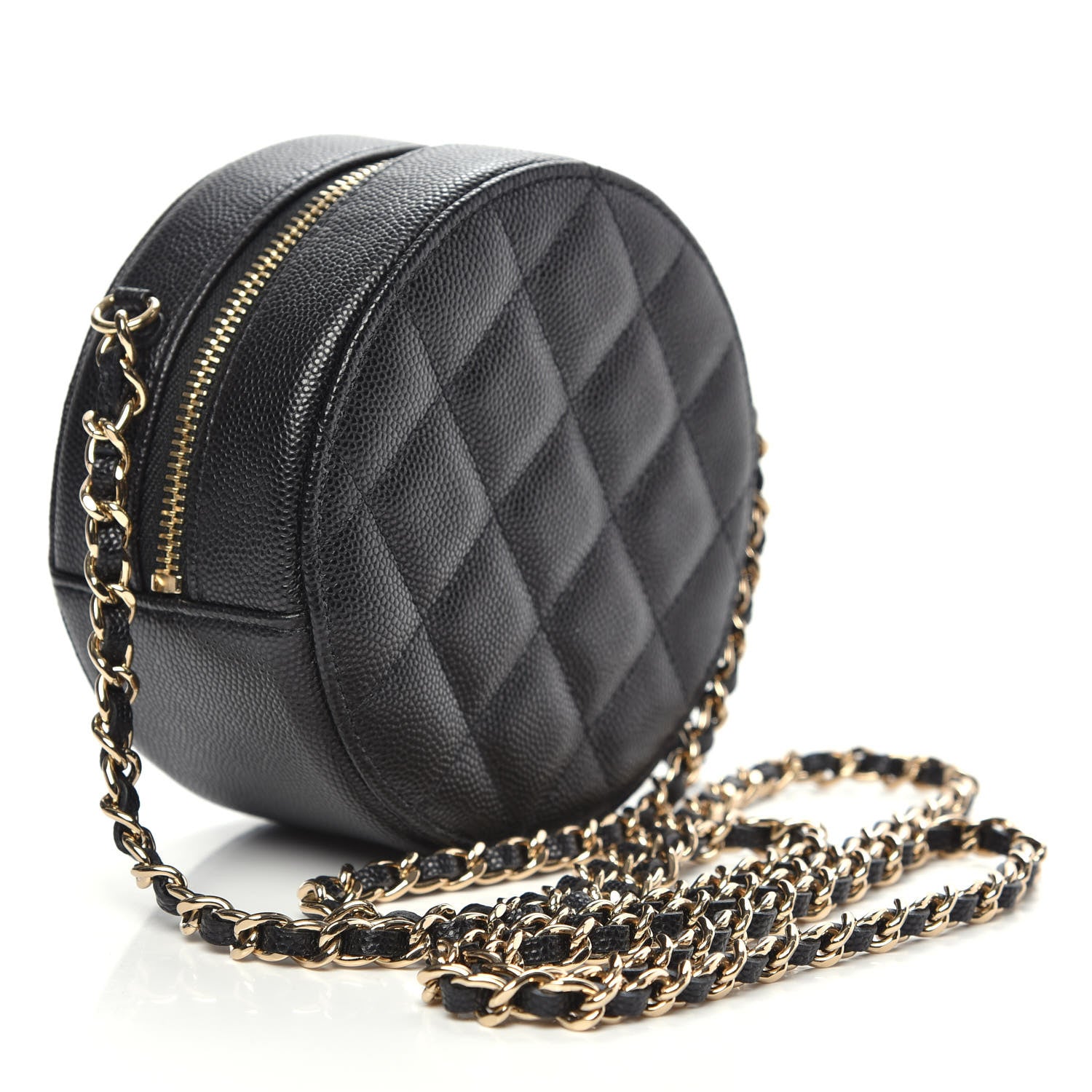 Chanel Caviar Quilted Round Clutch With Chain Black 3 of 10