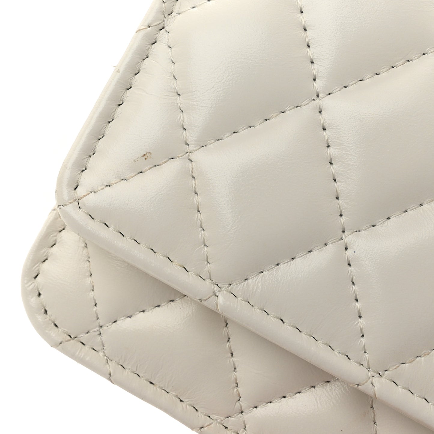 Shiny Calfskin Quilted Multicolor Top Handle Wallet On Chain WOC  White
