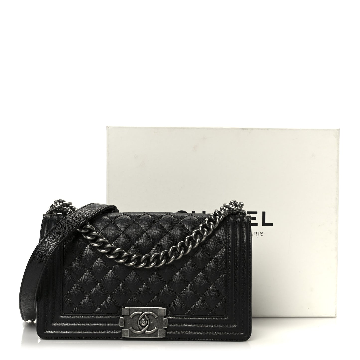 Caviar Quilted Medium Boy Flap Black